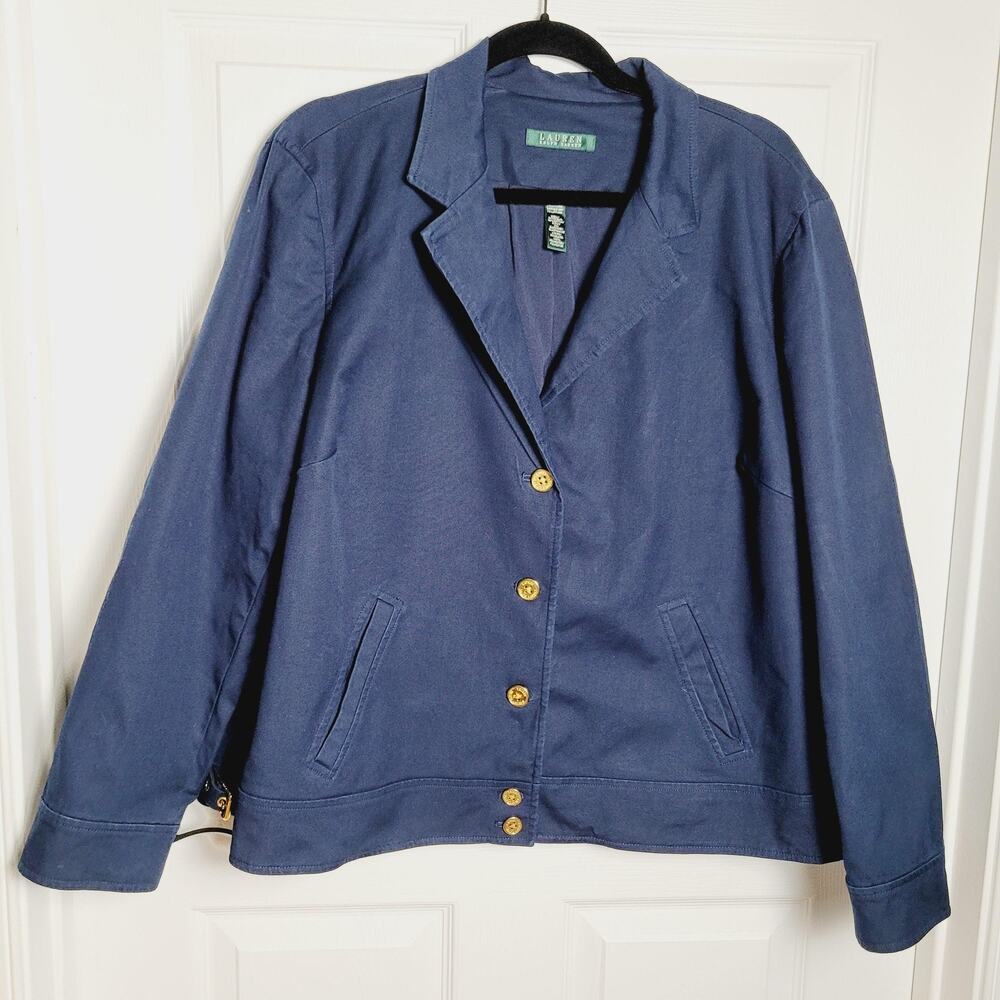 Lauren Ralph Lauren Jacket Womens 20W Gold Button Belted Pockets Blazer Coat